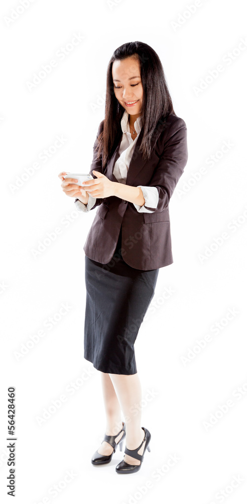 Attractive Asian girl 30s isolated on white background Attractive Asian girl 30s isolated on white background
