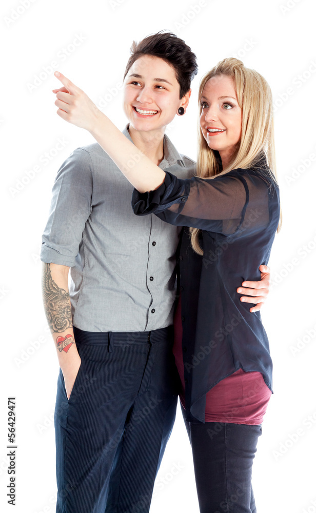 Same sex couple isolated on white background Same sex couple isolated on white background