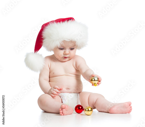 baby girl with Santa Claus hat
