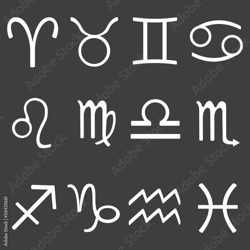 vector white signs of the zodiac