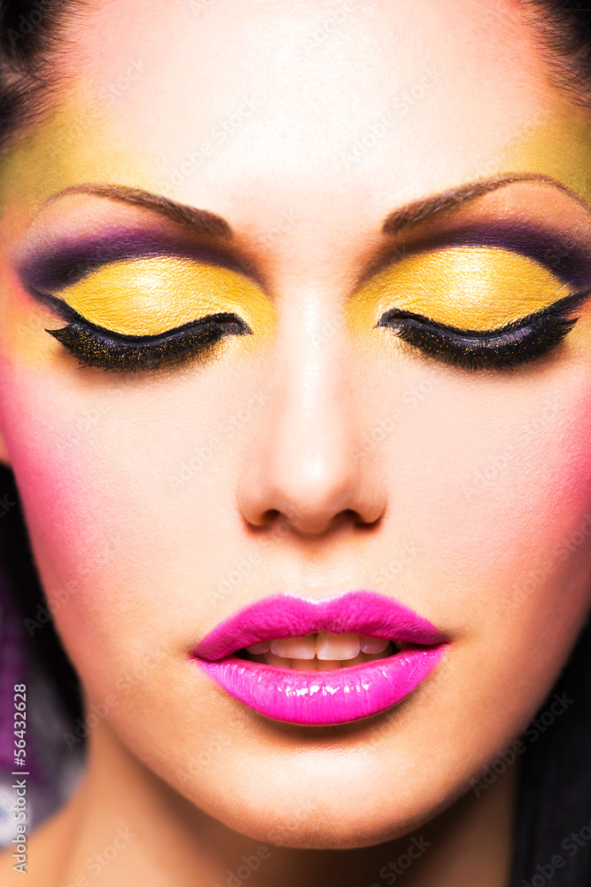 Beautiful face of a woman with fashion makeup Beautiful face of a woman with fashion makeup