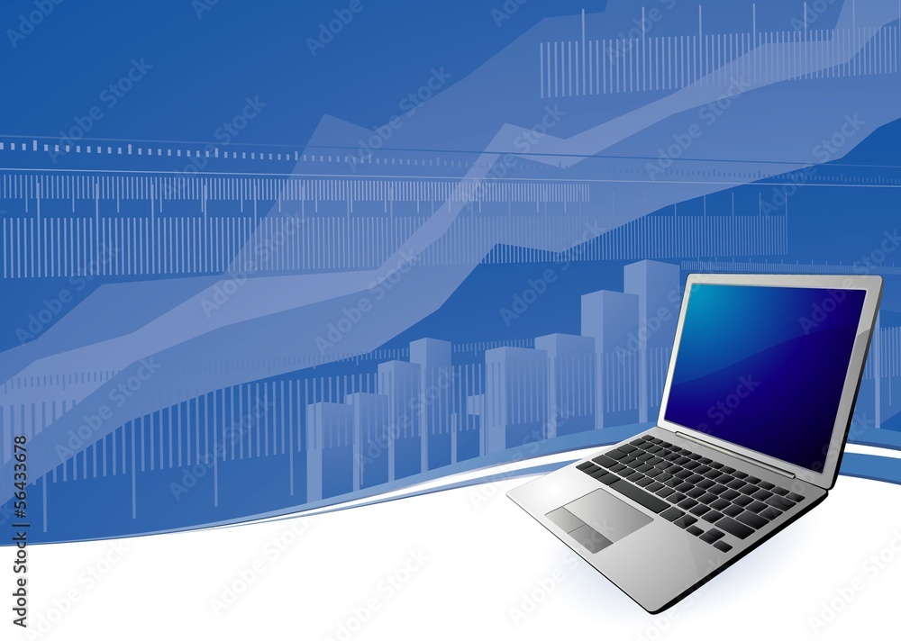 Naklejka premium Laptop background. Global communication. Vector