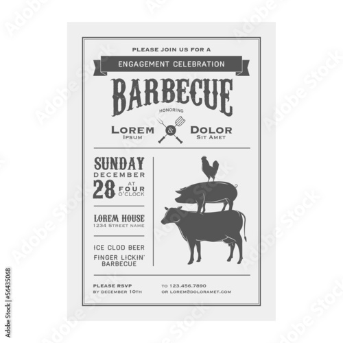 Vintage barbecue invitation card