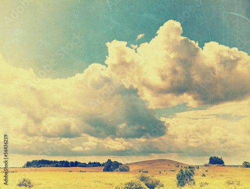 Field and sky  vintage background