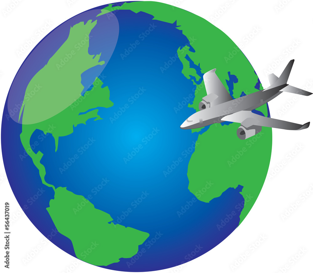 Naklejka premium plane around the world
