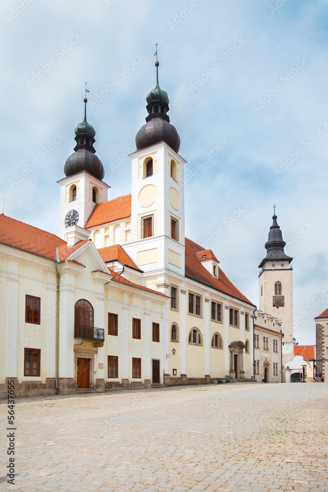 Naklejka premium The Baroque Church of the Name of Jesus in Telc, Czech Republic