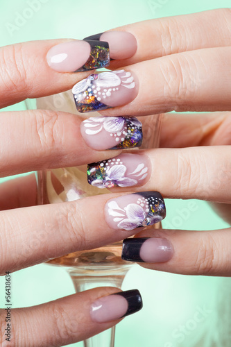 Beautiful flowery manicure