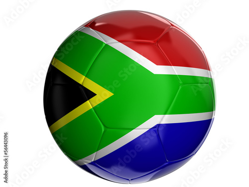 Soccer ball with flag of South African republic