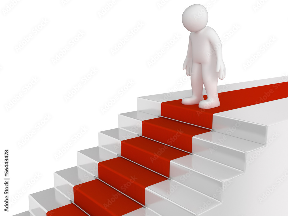 man and staircase (clipping path included)
