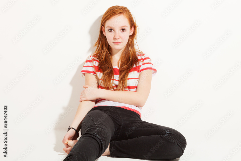 portrait of cute redheaded girl, background wall portrait of cute redheaded girl, background wall
