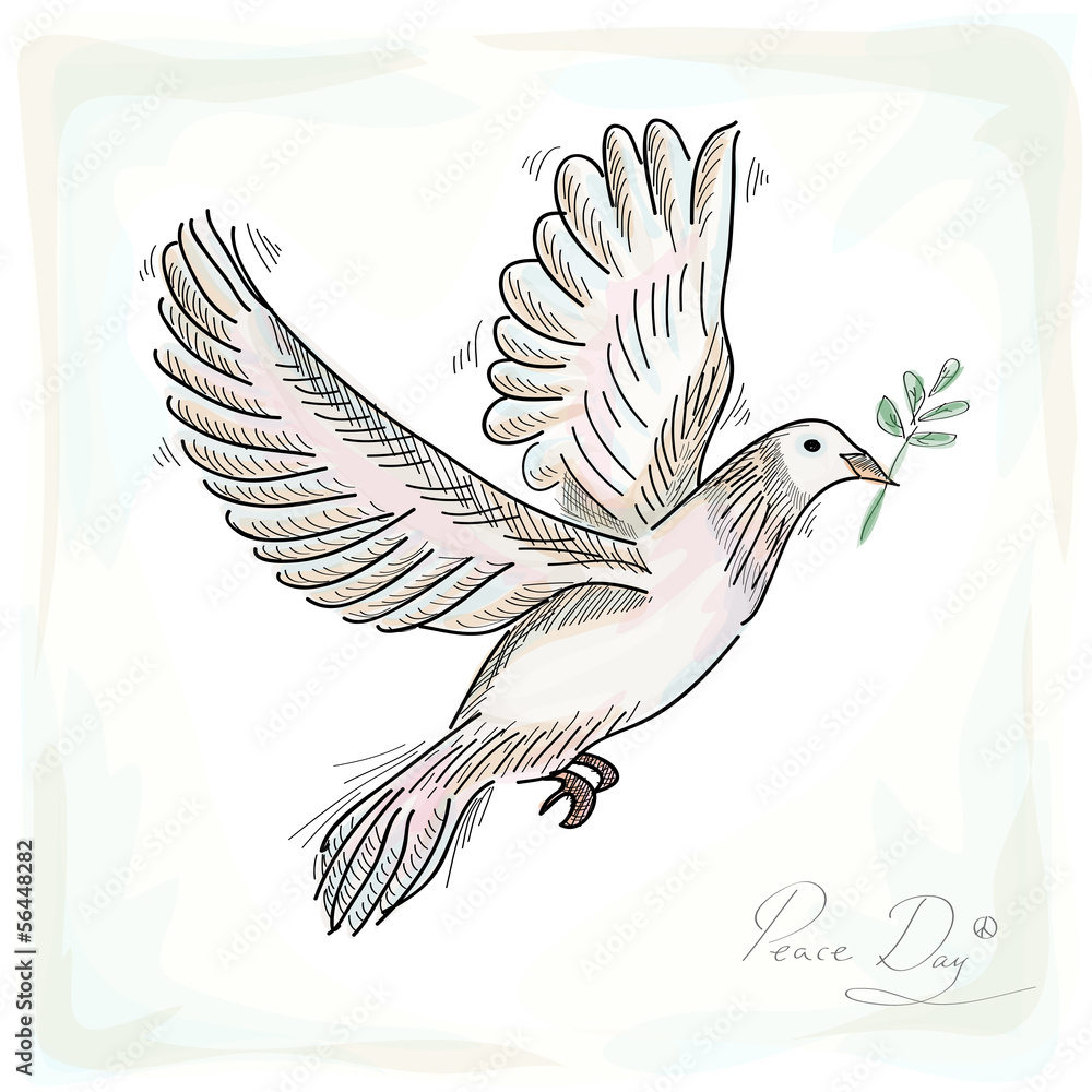 Obraz premium Hand drawn peace dove symbol with texture background EPS10 file.