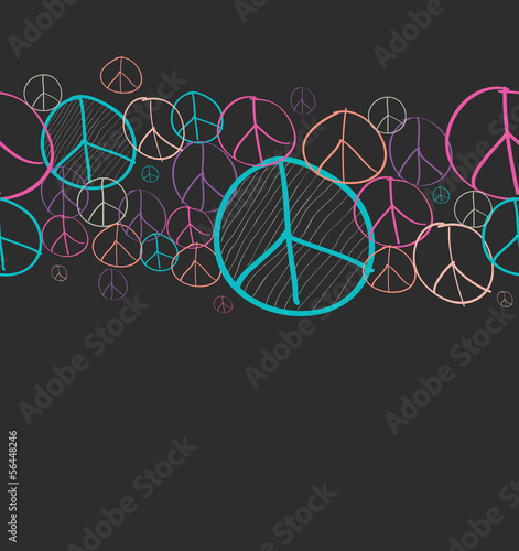 Doodle peace symbol seamless pattern background EPS10 file.