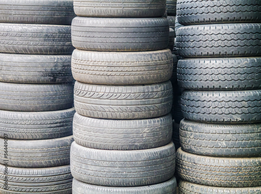 Stack of used car tires Stack of used car tires