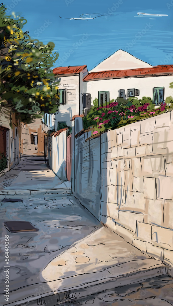 Naklejka premium Croatia town street - illustration