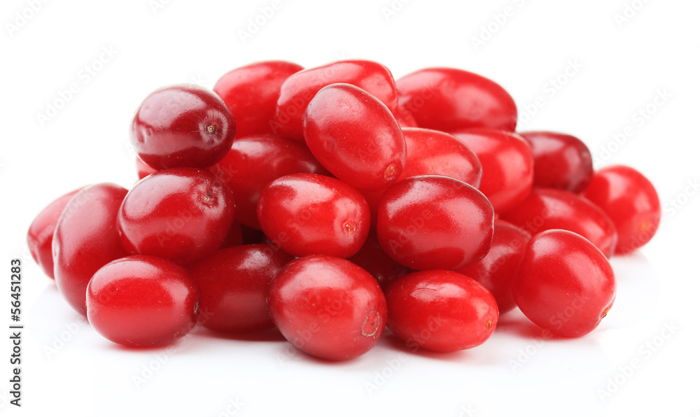 Fresh cornel berries isolated on white Fresh cornel berries isolated on white