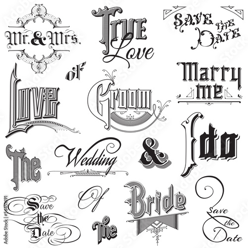 Calligraphic Wedding Elements - for design and scrapbook
