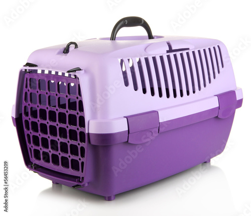 Pet travel plastic cage isolated on white