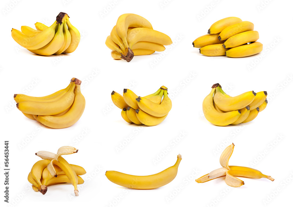 Set of bunch of bananas isolated Set of bunch of bananas isolated