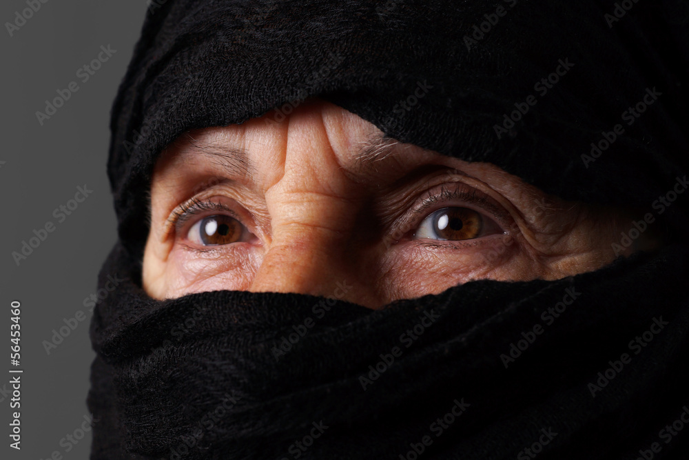 Senior muslim woman eyes