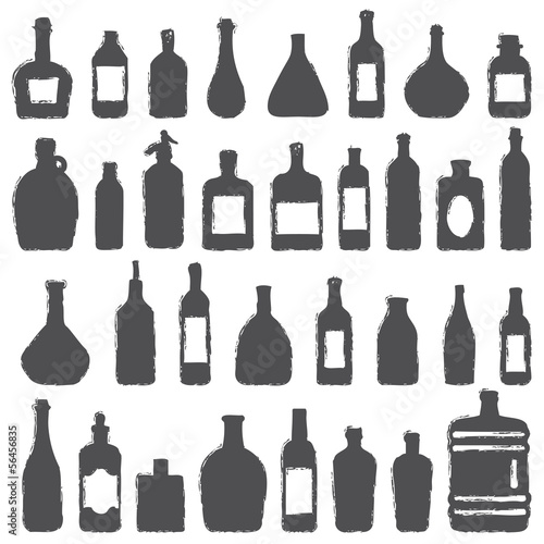 Hand drawn bottles silhouette icons