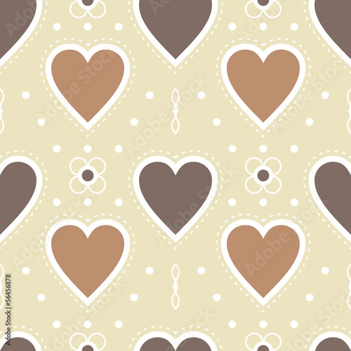 brown hearts wallpaper, seamless pattern