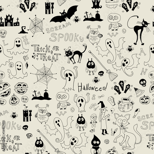 Seamless pattern with halloween icons
