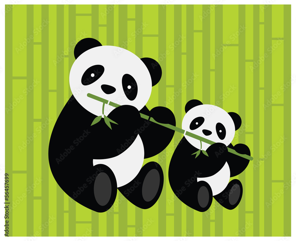 Two pandas. Vector illustration. Stock Vector | Adobe Stock