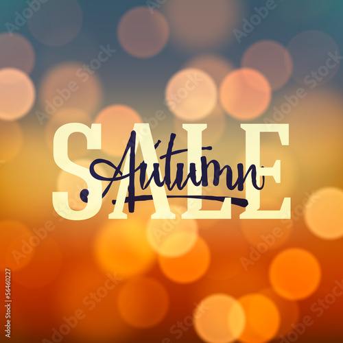 Autumn Sale poster bokeh background, vector Eps10 illustration.