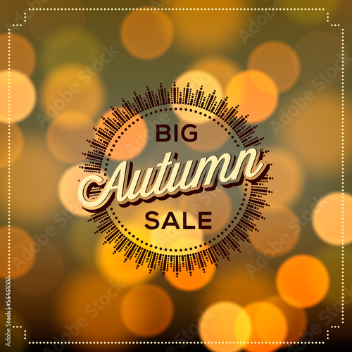 Autumn Sale poster bokeh background, vector Eps10 illustration.