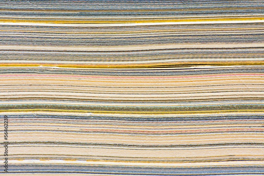 Macro closeup of pages in stack magazine