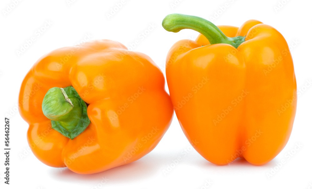 orange peppers isolated on white background closeup orange peppers isolated on white background closeup