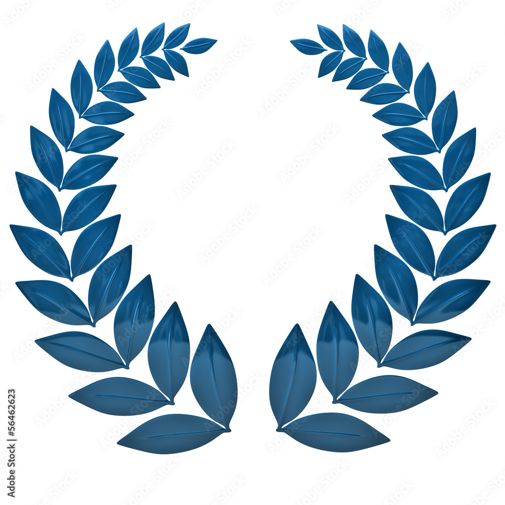 Obraz premium Blue laurel wreath isolated on white background