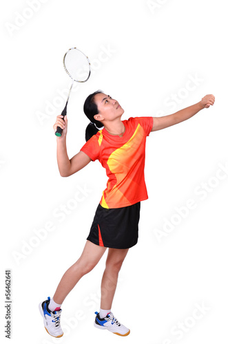 badminton player isolated on white background © anankkml
