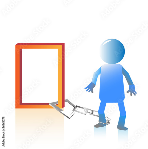 trapped man on white background