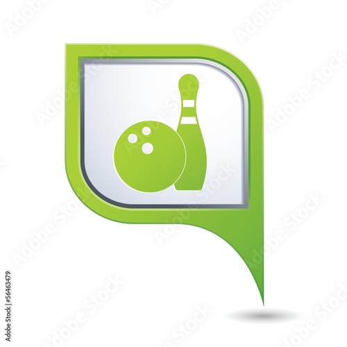 Map pointer with bowling icon