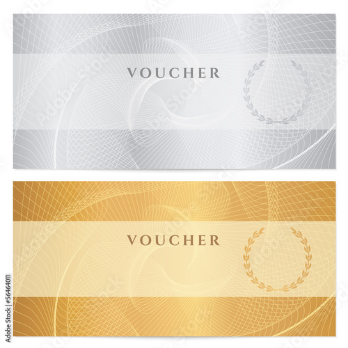 Voucher, Gift certificate, Coupon, Ticket. Guilloche pattern