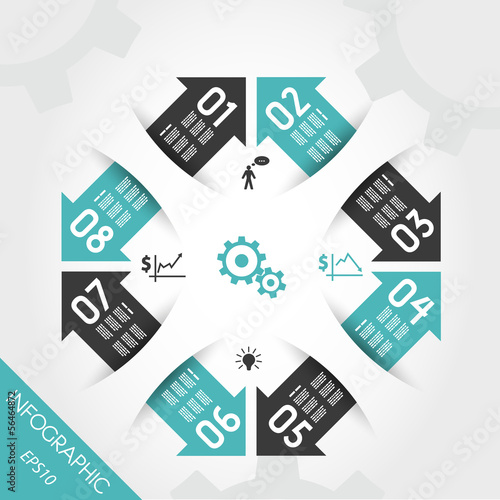 turquoise infographic element with eight arrows