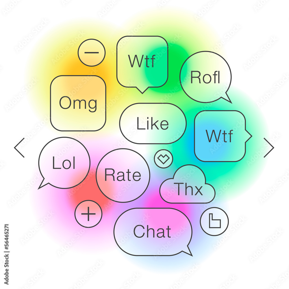 Speech bubbles most common used acronyms, vector Eps10. Speech bubbles most common used acronyms, vector Eps10.