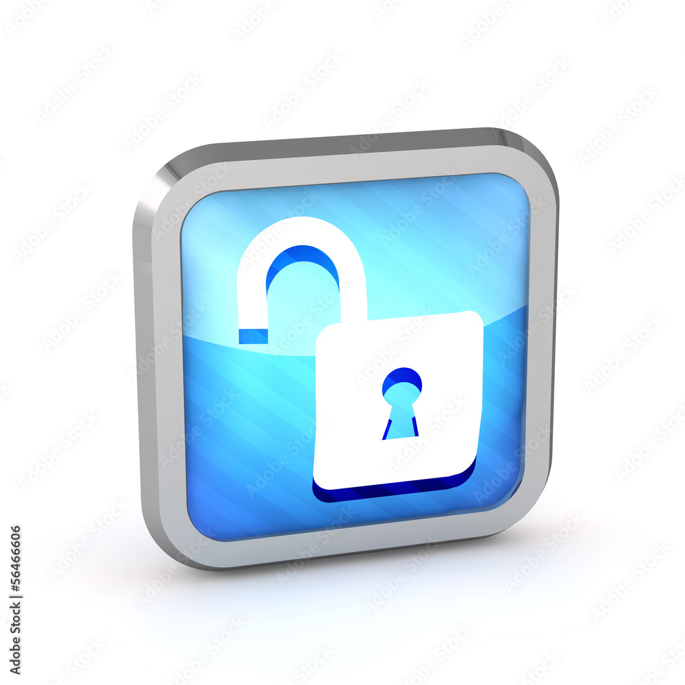 blue open padlock striped icon on a white background blue open padlock striped icon on a white background