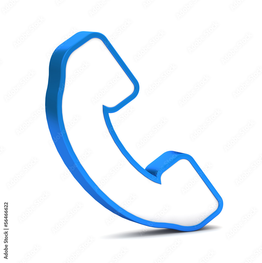 Blue phone button icon on a white background Blue phone button icon on a white background