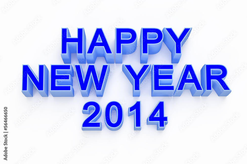 new year 2014 ,3d render text on white background