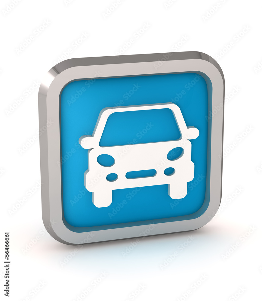 blue car button icon on a white background blue car button icon on a white background