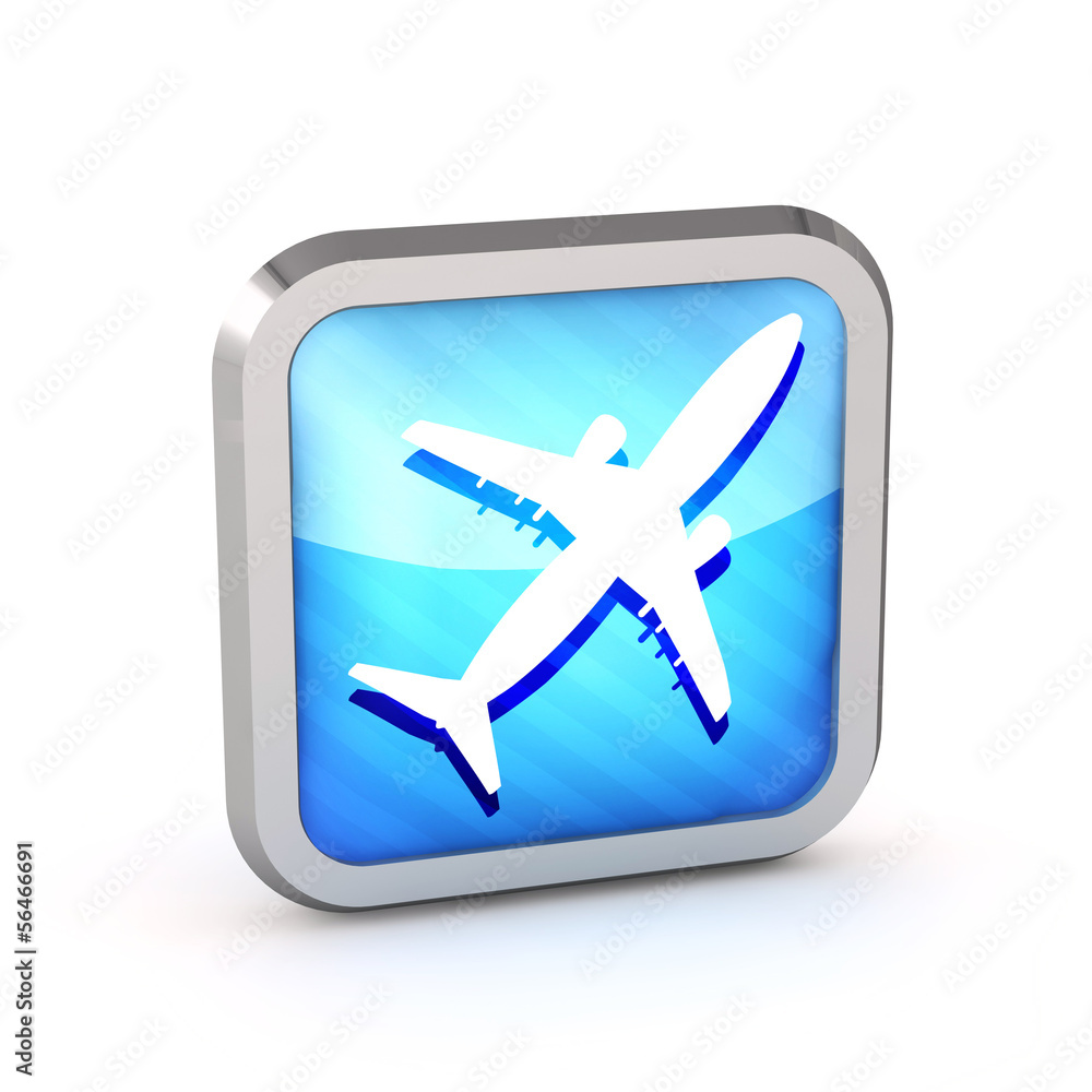 blue striped airplane icon on a white background