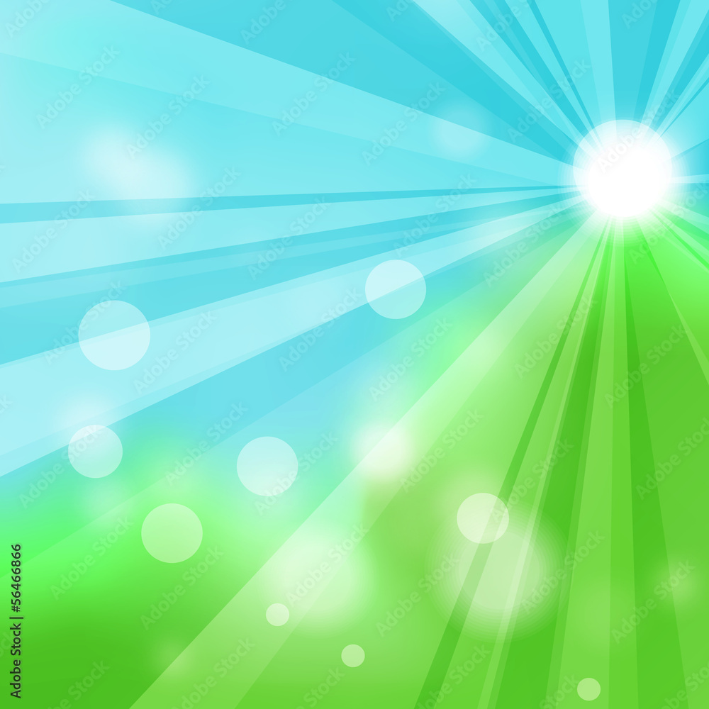 Natural green abstract background with the rays of the sun Natural green abstract background with the rays of the sun