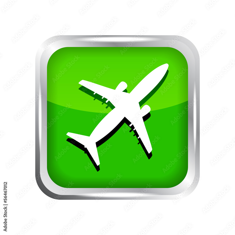 green airplane icon on a white background