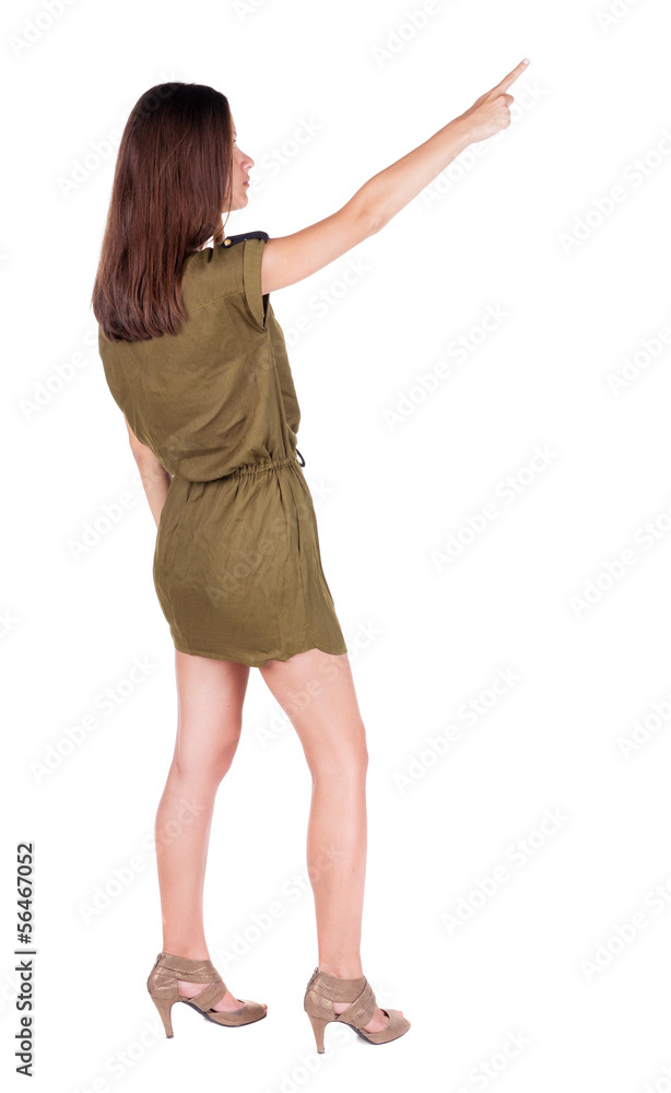 Back view of pointing woman. Back view of pointing woman.