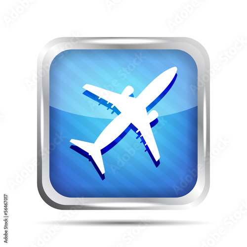 blue striped airplane icon on a white background