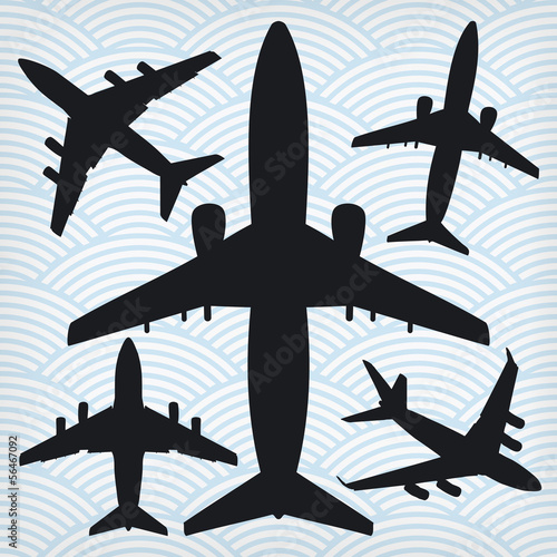 airplanes isolated on waved background