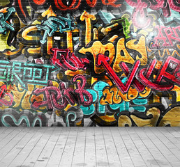 Papier peint photo Graffiti Graffiti coloré street art urbain  © Elymas