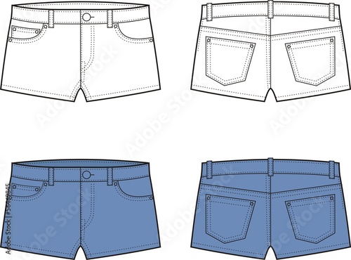 Vector illustration of women's denim shorts